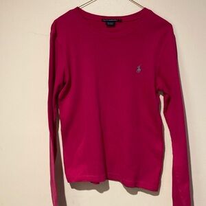 Ralph Lauren Sport long sleeve casual crew shirt large dark pink blue label